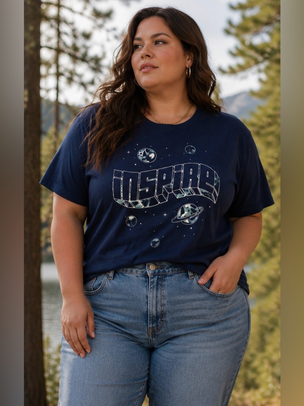 TORRID Inspire Cosmic Graphic Tee Sz 2X Navy Blue Space Galaxy Casual NWOT